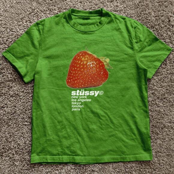 Other - Green Fan Made Stussy Strawberry Tee